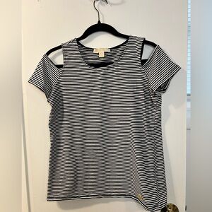 Michael Kors Black and White Striped Top
